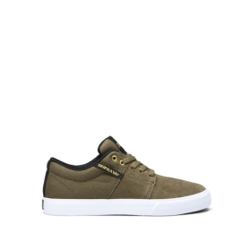 Supra Kids STACKS II VULC Low Top Shoes Olive/Black/white | US-24488